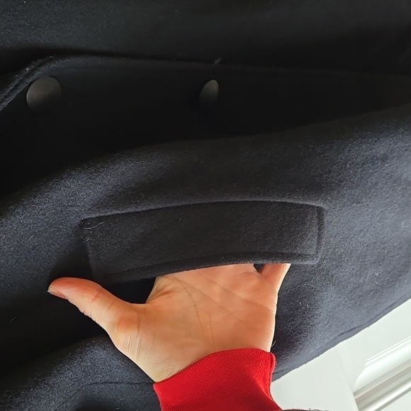 Vintage Havoc Wool and Faux Leather Blend Double Breasted Trench Coat - Picture 4 of 11